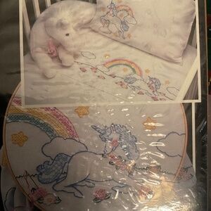 New WonderArt Unicorn Delight with Rainbow Sheet & Pillowcase Set No 9242